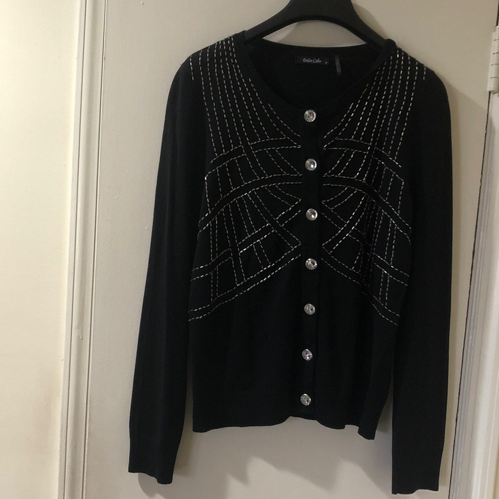 Coldwater Creek Black Cardigan with Silver Accents